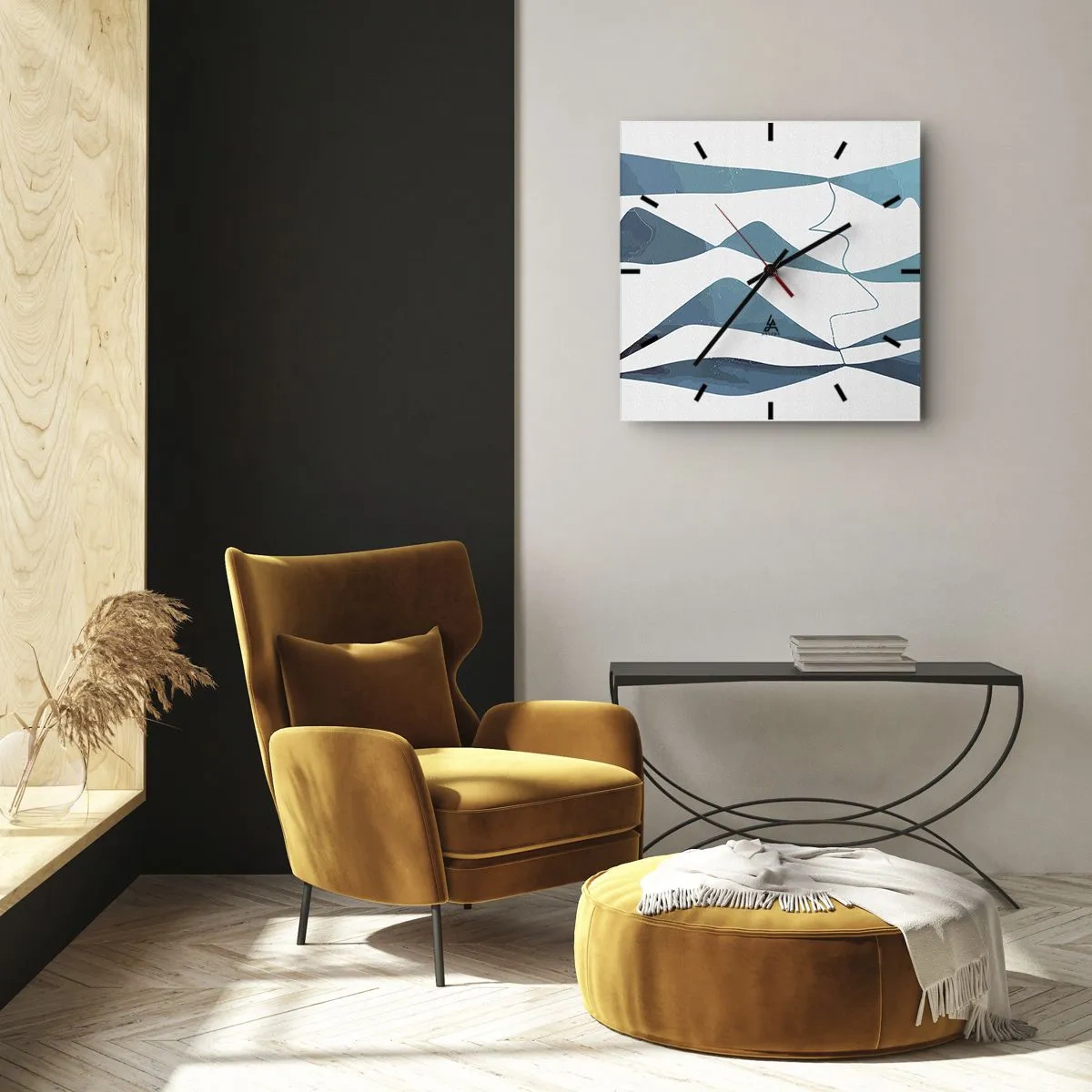 Vægur, Uret - Abstraktion: en turkis sammensætning - 30x30 cm