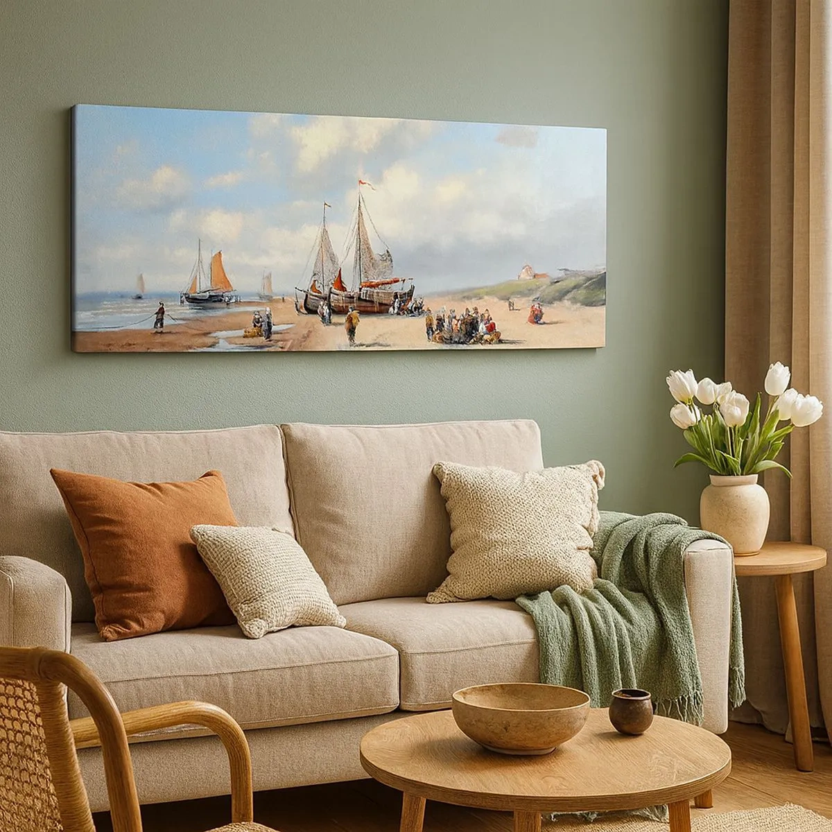 Lærredstryk - Billede på lærred - Efter en vellykket fangst - 100x40 cm