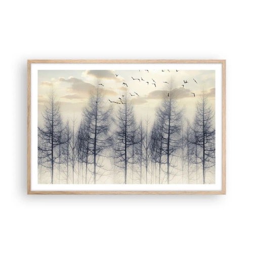 Plakat i ramme af lyst egetræ - Skovånder - 91x61 cm