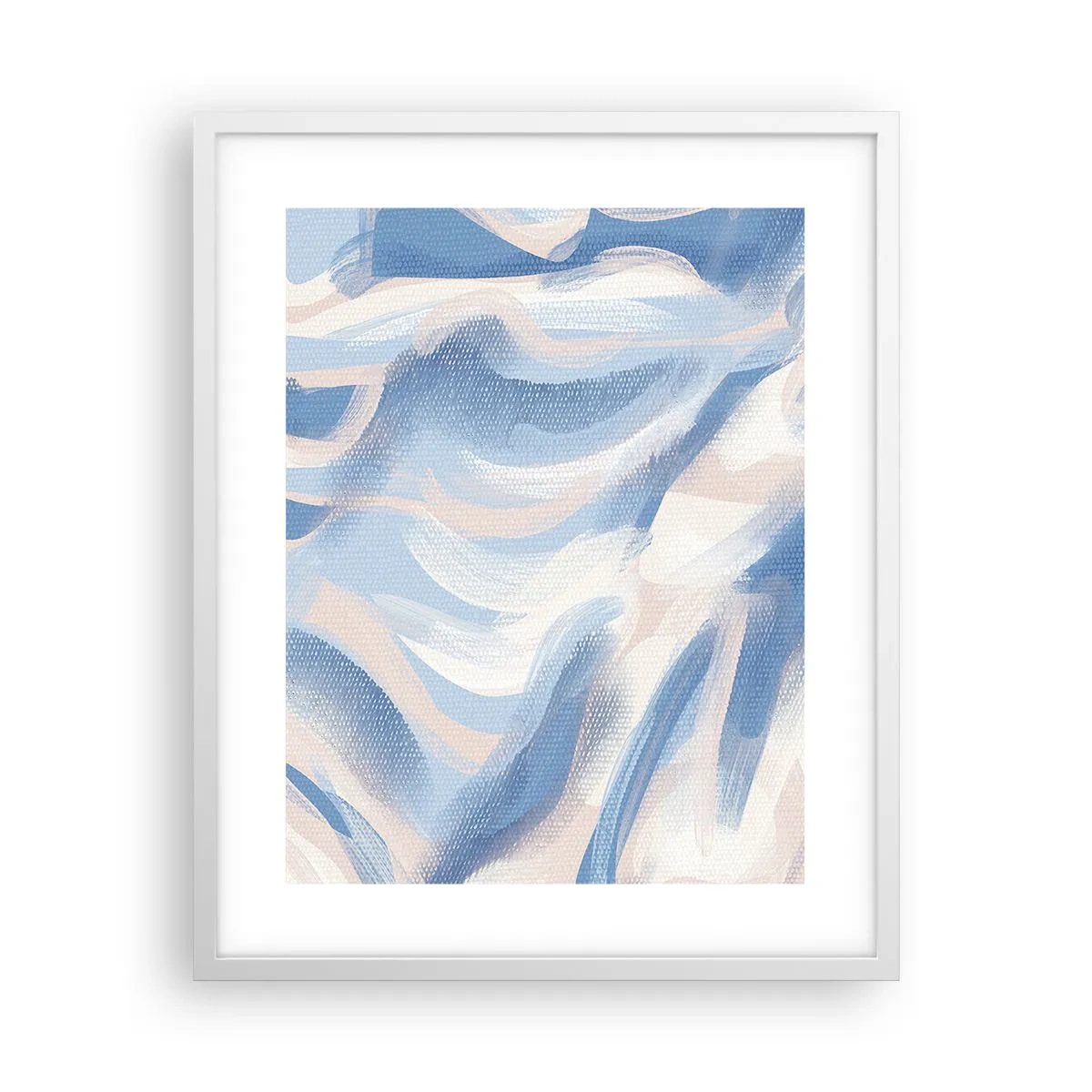 Plakat i hvid ramme - Blå krusninger - 40x50 cm