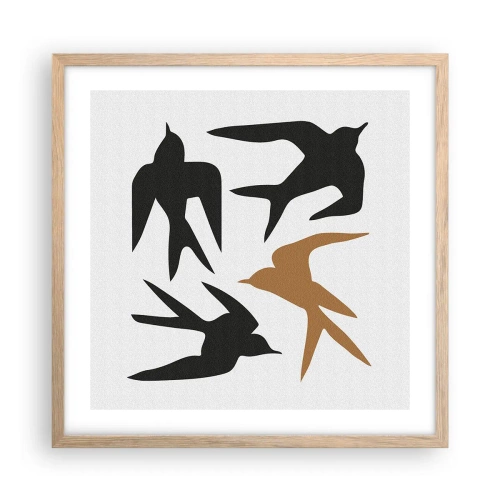 Plakat i ramme af lyst egetræ - Sluge spil - 50x50 cm