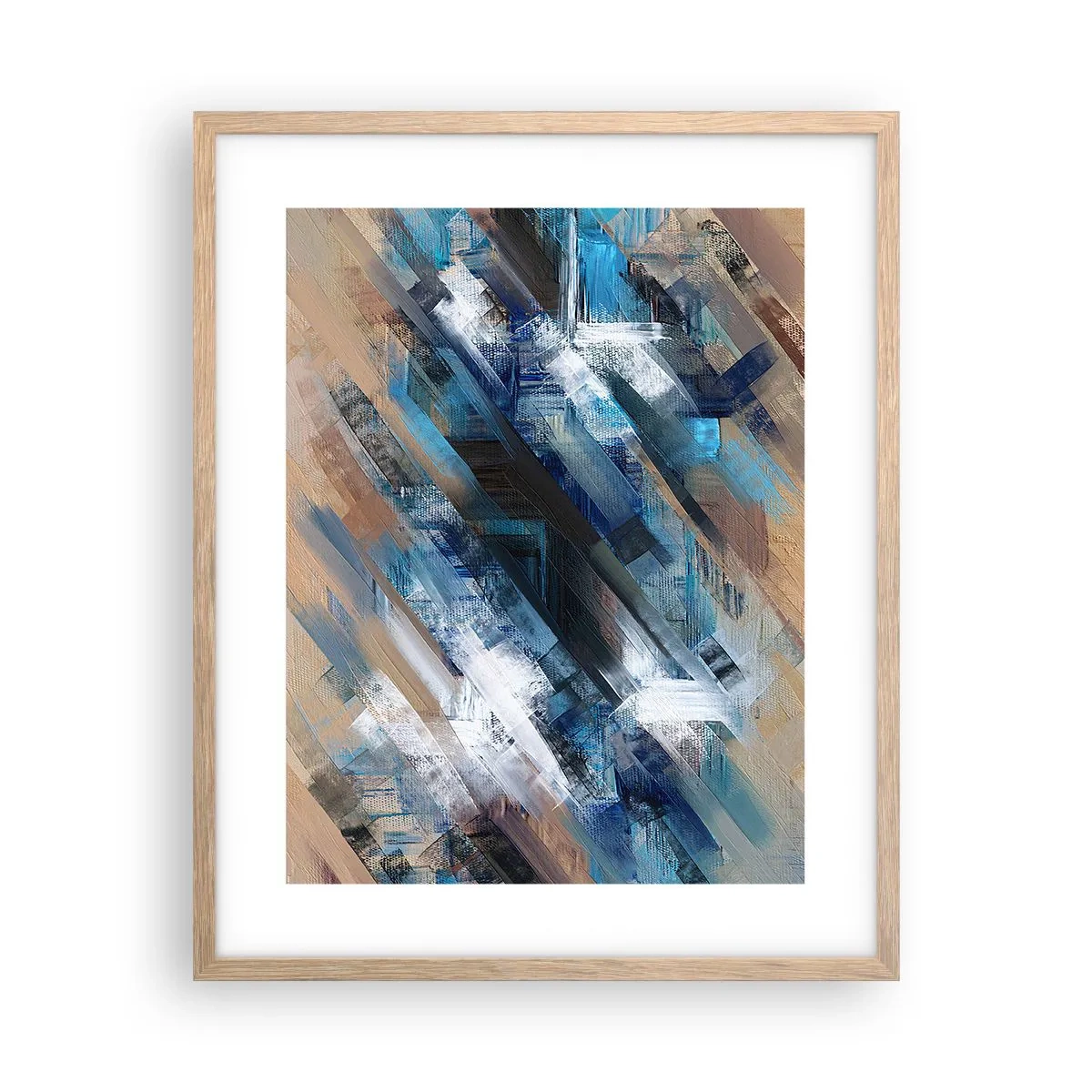 Plakat i ramme af lyst egetræ - På en blå skråning - 40x50 cm