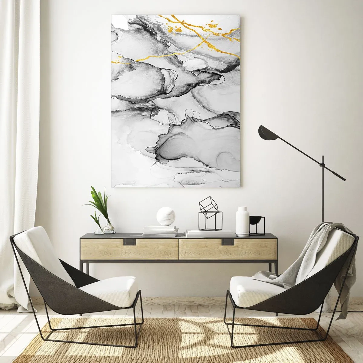 Billede på glas - Sammensætning med guldmotiv - 50x70 cm