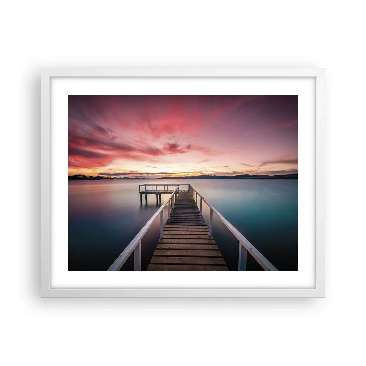 Plakat i hvid ramme - Aftenens blide flamme - 50x40 cm