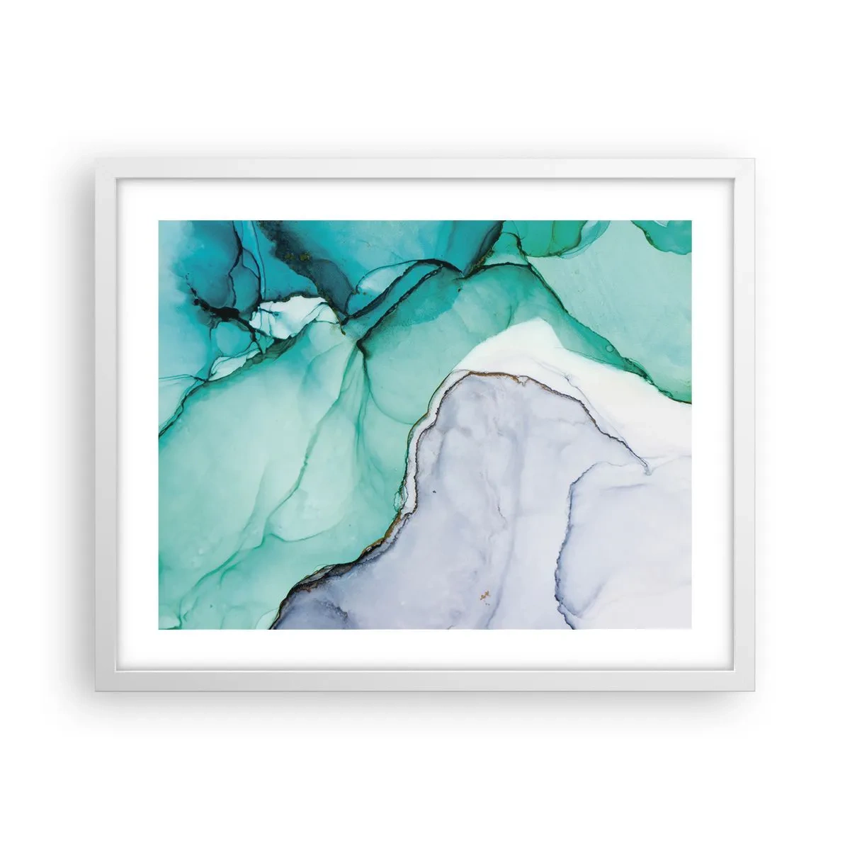 Plakat i hvid ramme - Undersøgelse i turkis - 50x40 cm