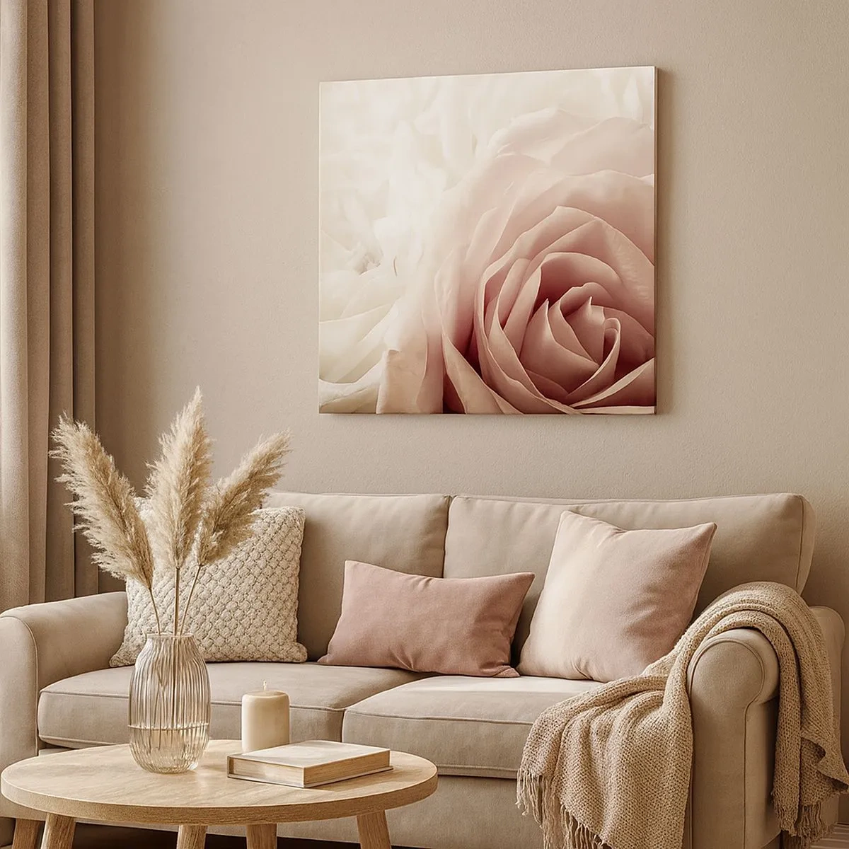 Lærredstryk - Billede på lærred - I rosens hjerte - 30x30 cm