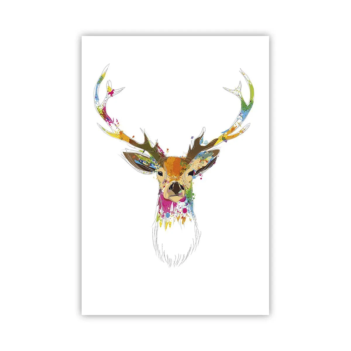 Plakat - Blid kronhjort badet i farver - 61x91 cm