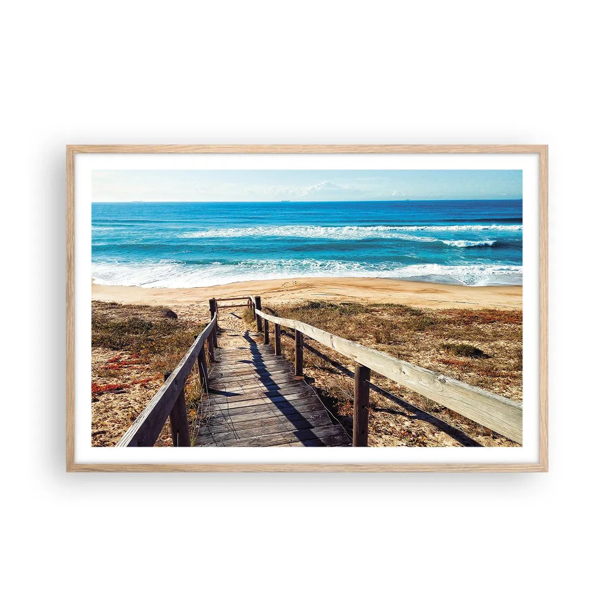 Plakat i ramme af lyst egetræ - Løb! - 91x61 cm