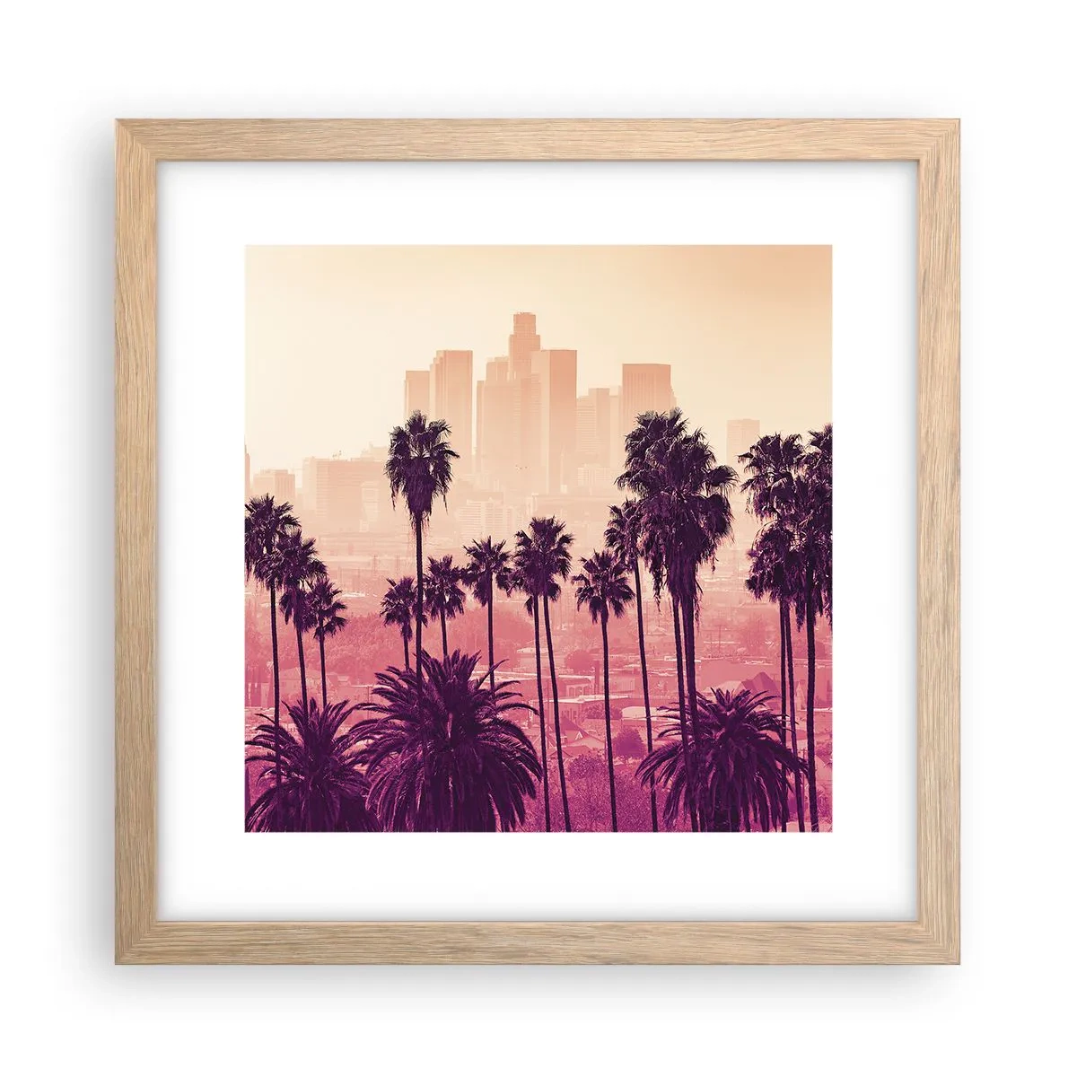 Plakat i ramme af lyst egetræ - Landskab i Californien - 30x30 cm
