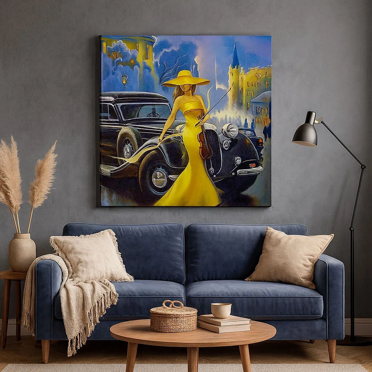 Lærredstryk - Billede på lærred - Nocturne for violin og kærlighed - 30x30 cm