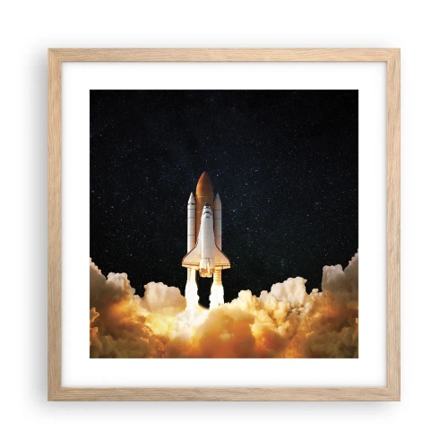 Plakat i ramme af lyst egetræ - Ad astra! - 40x40 cm