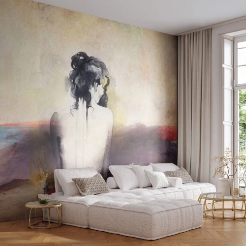 Fototapet Premium Sand - Glatte linjer, ovale former - Kvinde, Legeme, Stykke - 100x70 cm