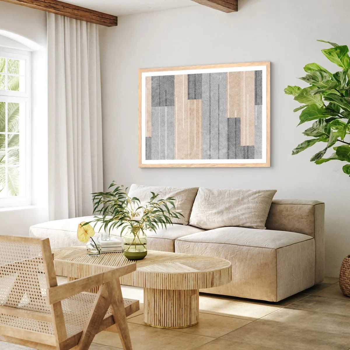 Plakat i ramme af lyst egetræ - Komposition: hold den lodret - 40x30 cm