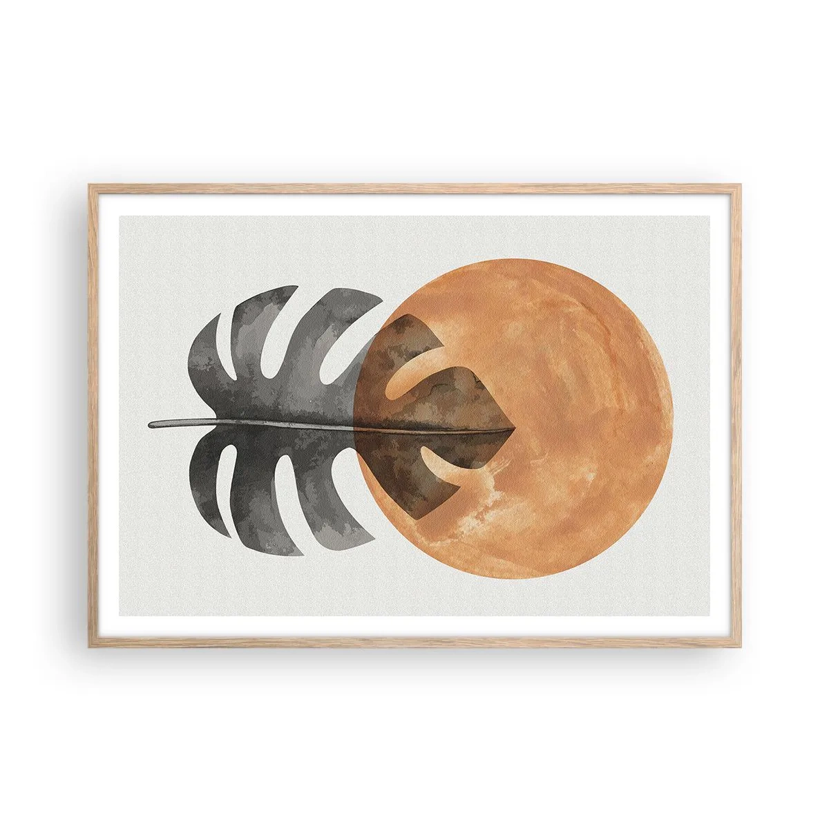 Plakat i ramme af lyst egetræ - Altid solen - 100x70 cm