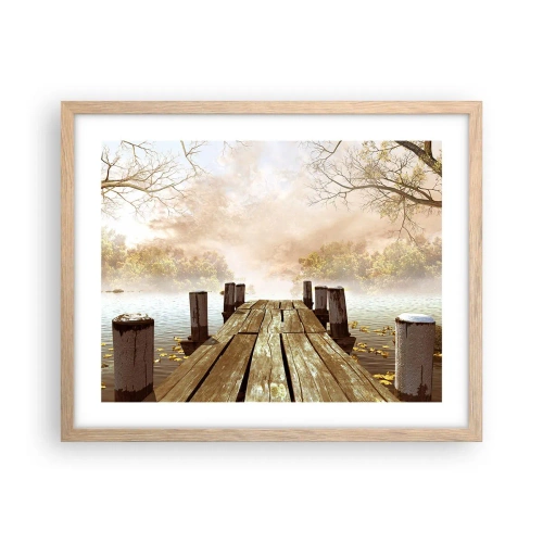 Plakat i ramme af lyst egetræ - Efterårets blide tristhed - 50x40 cm