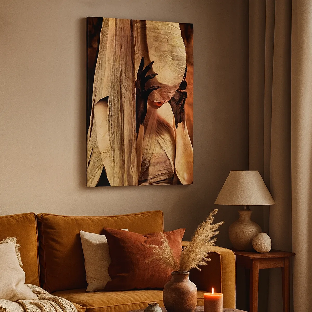 Lærredstryk - Billede på lærred - Mellem godt og ondt - 50x70 cm