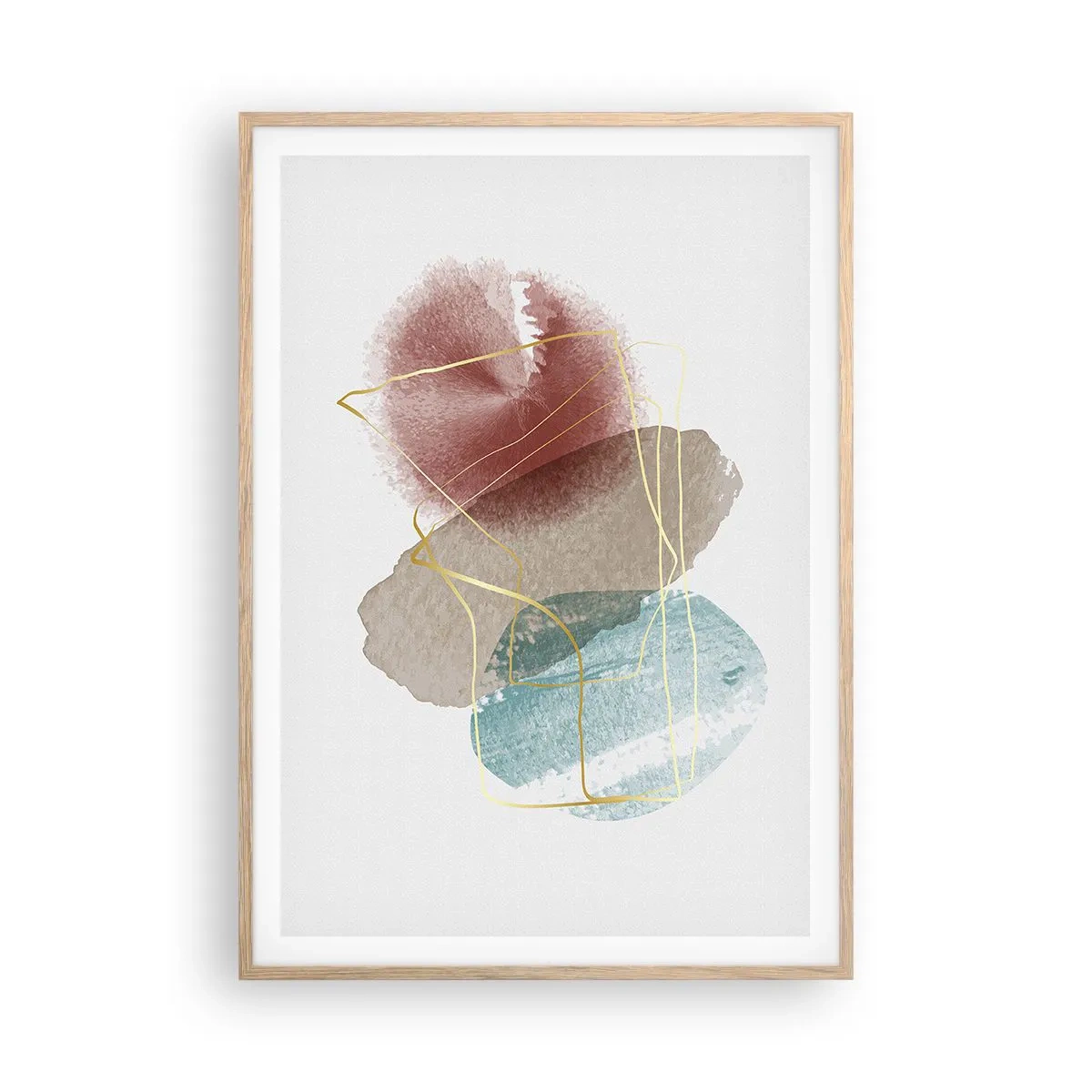 Plakat i ramme af lyst egetræ - Rummets perler - 70x100 cm