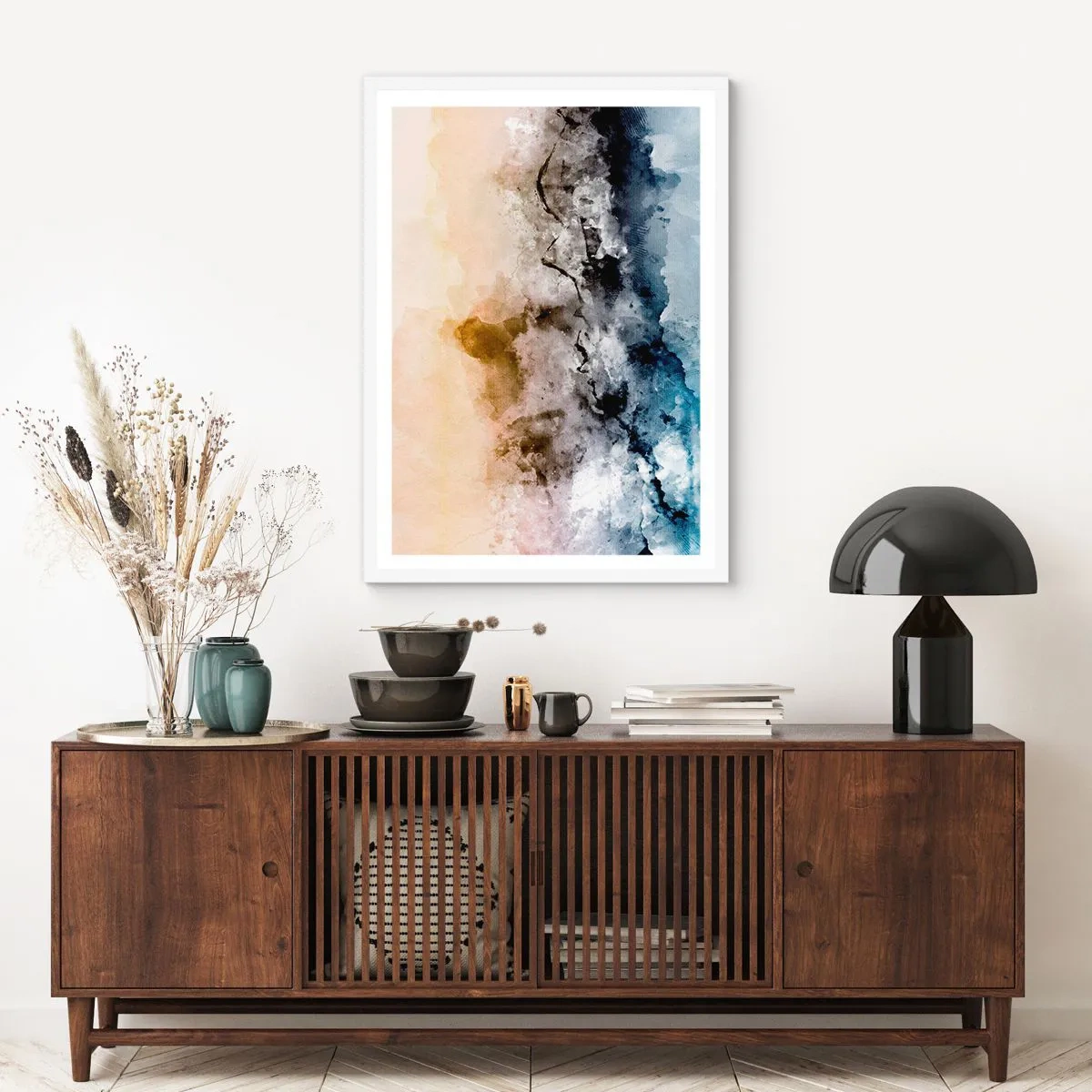 Plakat i hvid ramme - Sænket i en tågesvirvel - 50x70 cm