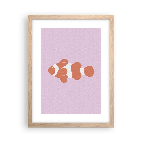 Plakat i ramme af lyst egetræ - I koraller til ansigt og hale - 30x40 cm