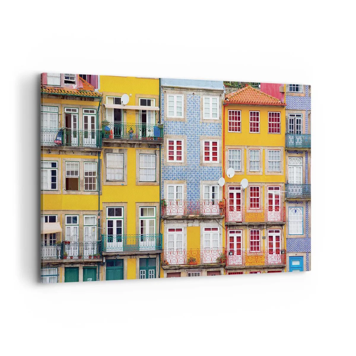 Lærredstryk - Billede på lærred - Farverne i den gamle bydel - 120x80 cm