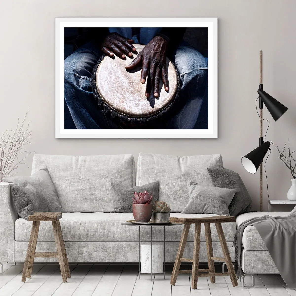 Plakat i hvid ramme - Lev i takt med din rytme - 91x61 cm