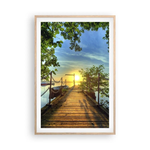 Plakat i ramme af lyst egetræ - Mod vest ved vandet - 61x91 cm