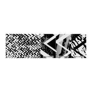 Prøve Fototapet Premium Canvas - Zig-hvid, zag-sort - Abstraktion, Stykke, Sort og hvid - 100x30 cm