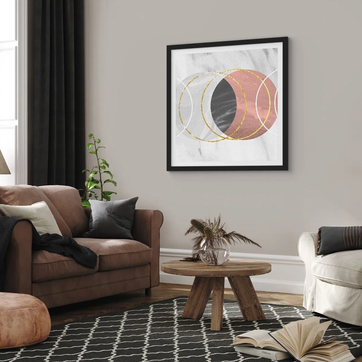 Plakat i sort ramme - Sfærernes musik - 50x50 cm