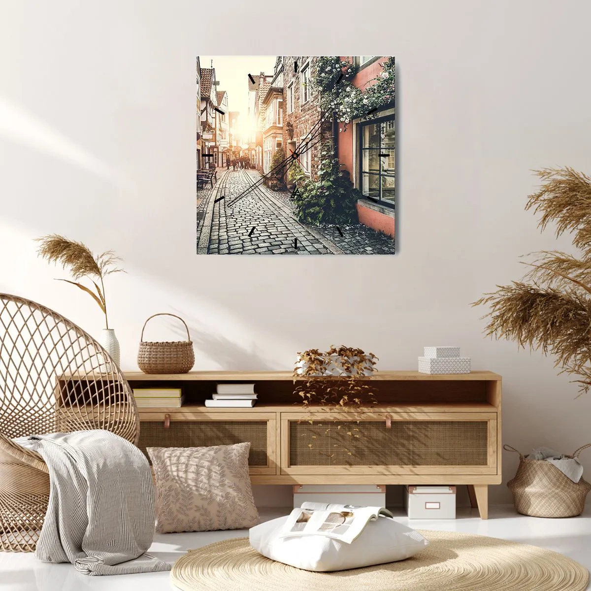 Vægur, Uret - En rosengyde i et lyserødt skær - 40x40 cm