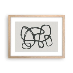 Plakat i ramme af lyst egetræ - Loopet abstraktion - 40x30 cm