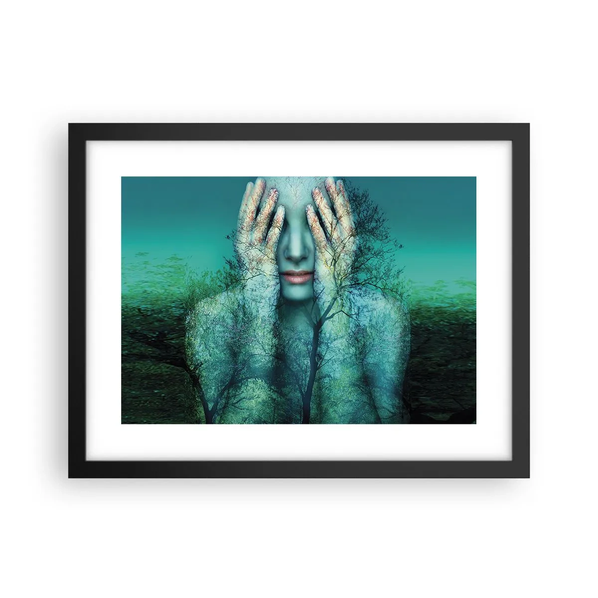 Plakat i sort ramme - Nedsænket i blåt - 40x30 cm