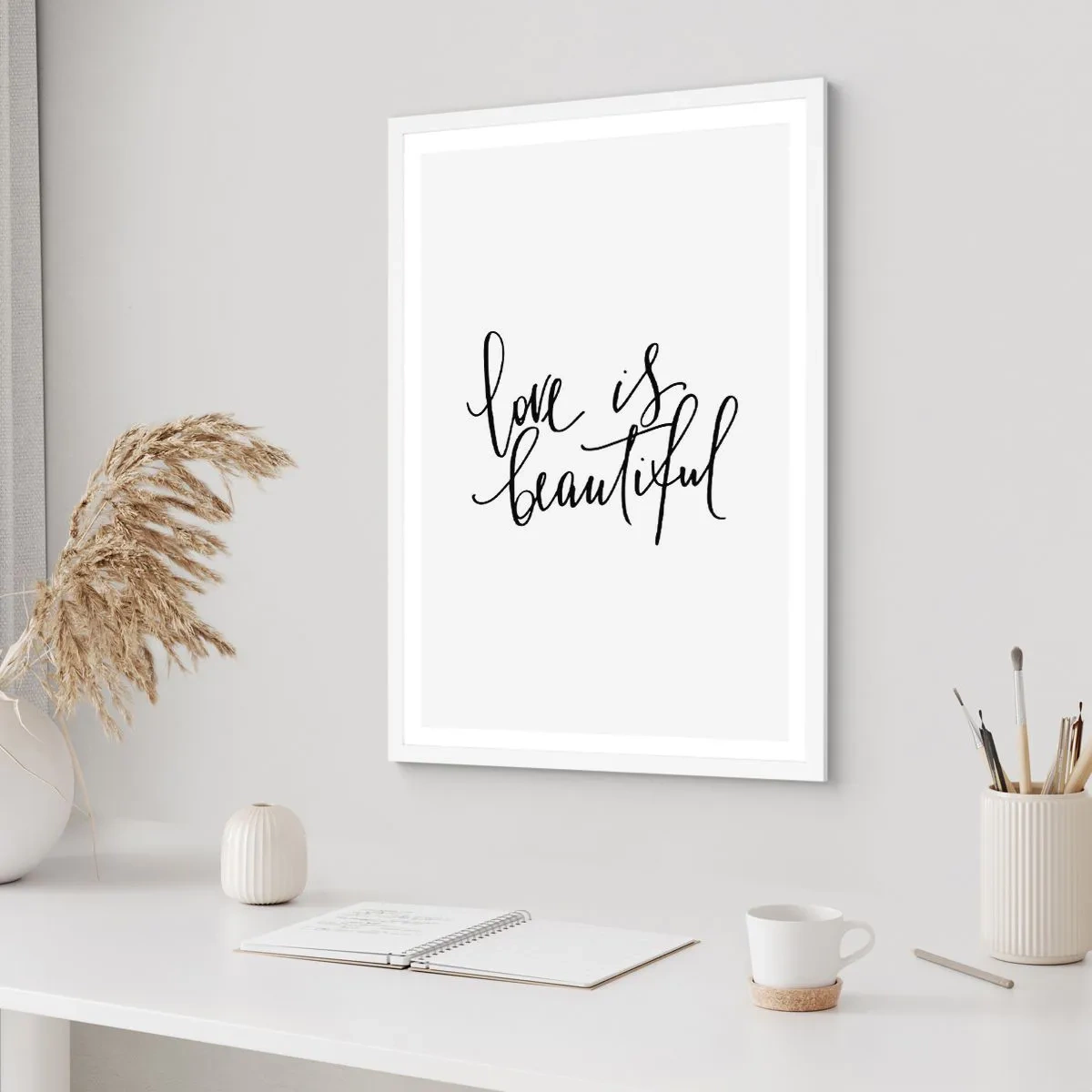 Plakat i hvid ramme - Læs og gentag - 70x100 cm