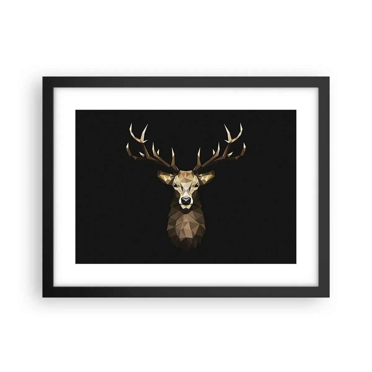 Plakat i sort ramme - Kubistisk hjort - 40x30 cm
