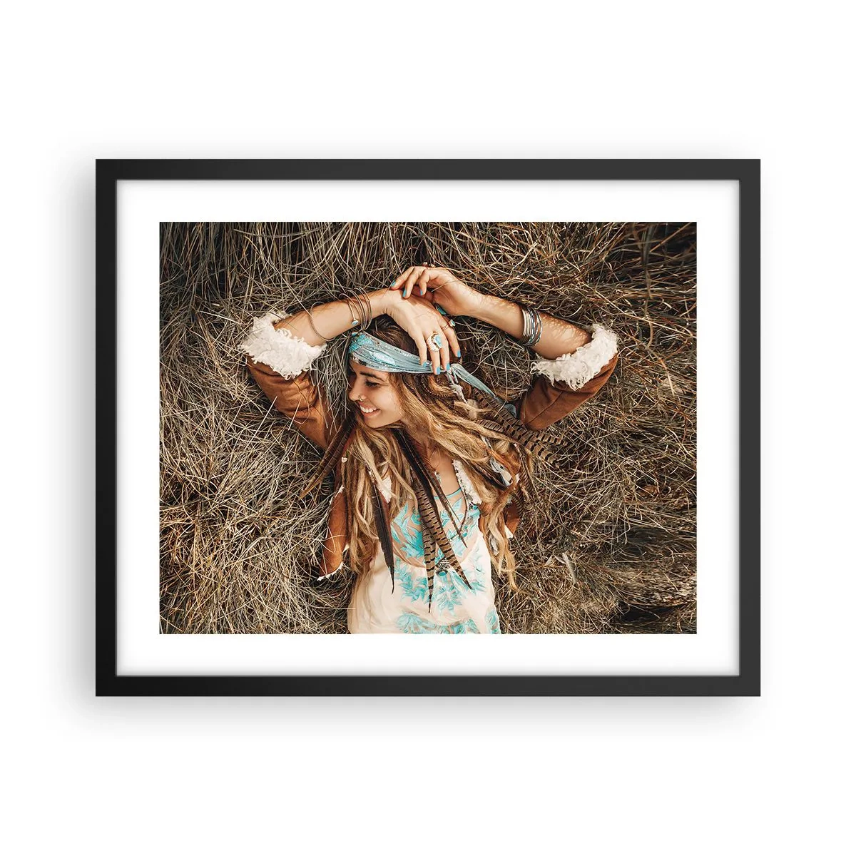 Plakat i sort ramme - På vej til kærlighedens sommer - 50x40 cm