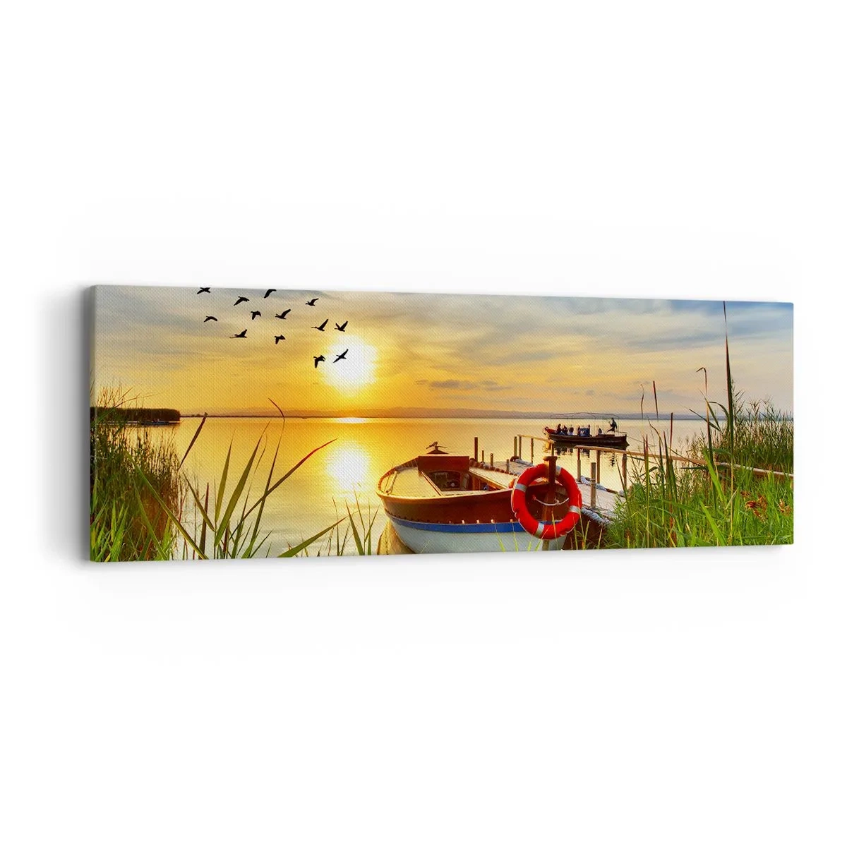 Lærredstryk - Billede på lærred - Skarverne er allerede på vej væk - 90x30 cm