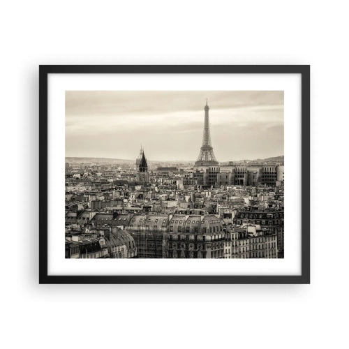 Plakat i sort ramme - Over Paris' hustage - 50x40 cm