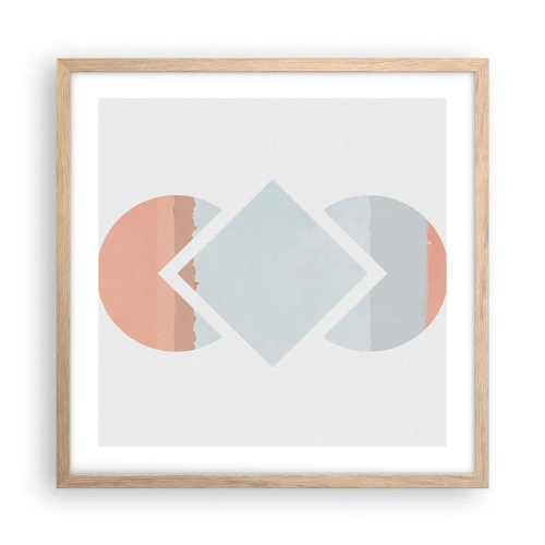 Plakat i ramme af lyst egetræ - Situationen er klar - 50x50 cm