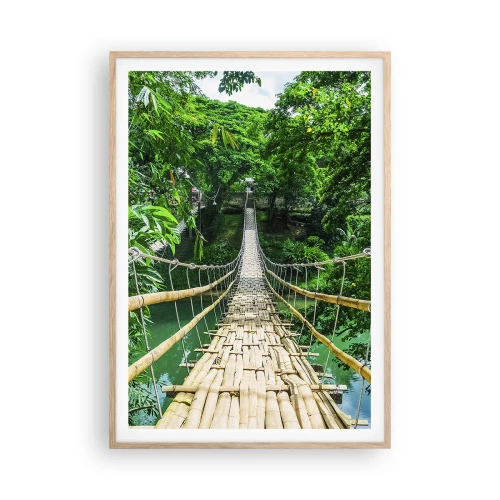 Plakat i ramme af lyst egetræ - Abebro over grønne områder - 70x100 cm