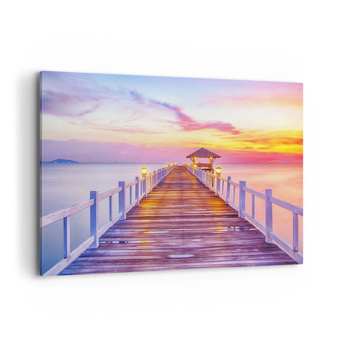 Lærredstryk - Billede på lærred - Lilagylden stilhed om aftenen - 100x70 cm