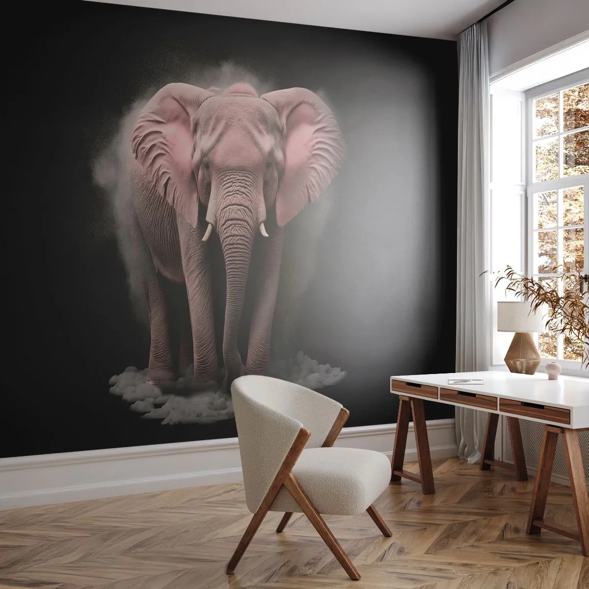 Fototapet Premium Sand - Tænk ikke på en lyserød elefant! - Sol, Safari, Afrika - 100x70 cm