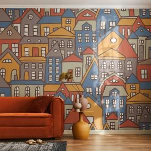 Fototapet Selvklæbende Deluxe Sticker - Bag huset - By, Arkitektur, Gammel by - 400x280 cm