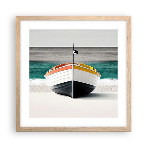Plakat i ramme af lyst egetræ - På sin plads - 40x40 cm