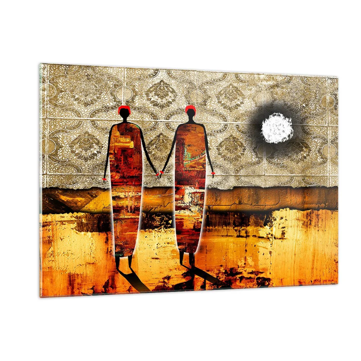 Billede på glas - Etnisk sammensætning i farverne i Afrika - 120x80 cm