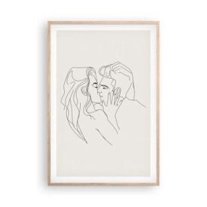 Plakat i ramme af lyst egetræ - Forviklet i følelser - 61x91 cm