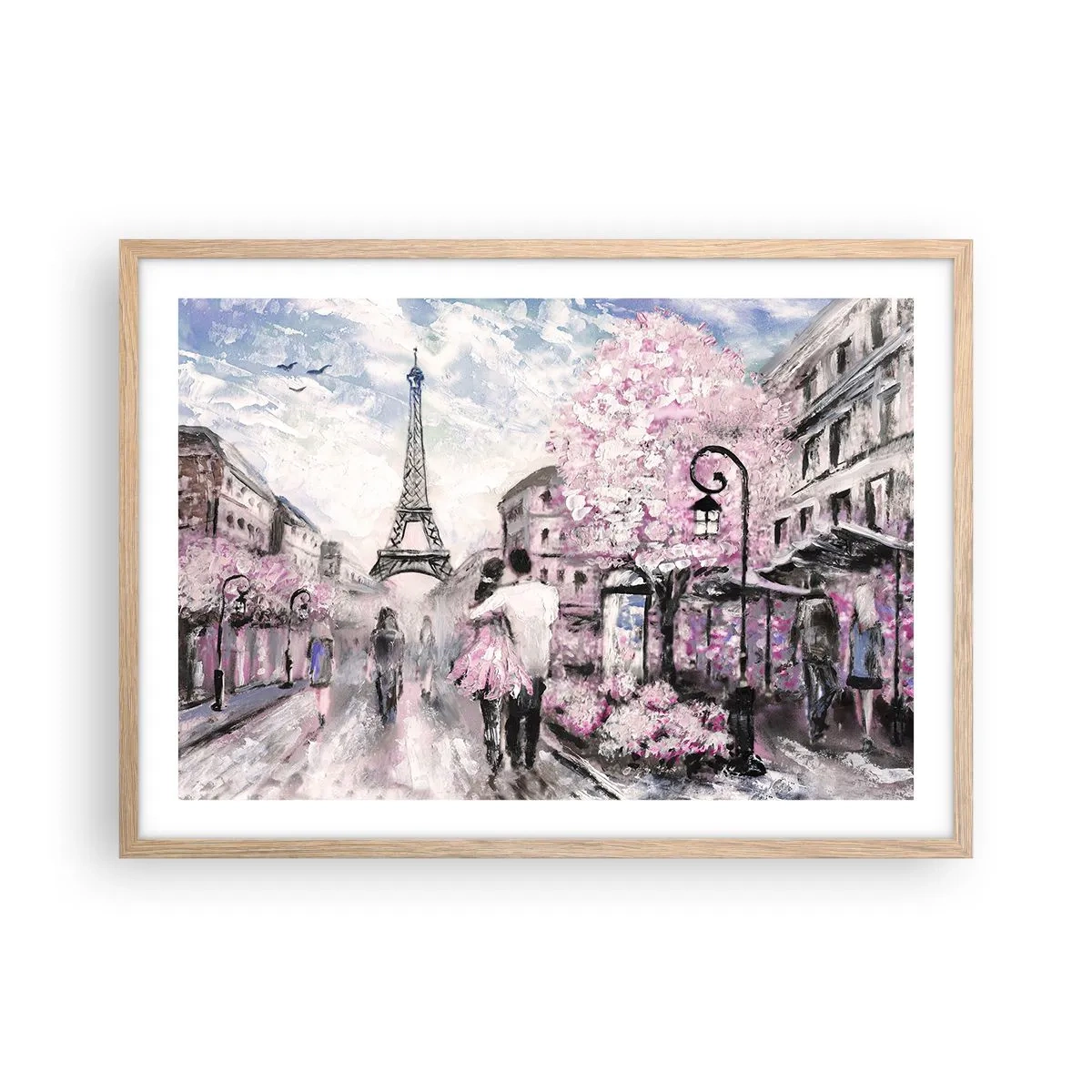 Plakat i ramme af lyst egetræ - Hvis du bliver forelsket, er det kun i... - 70x50 cm