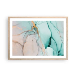 Plakat i ramme af lyst egetræ - Dans af former og farver - 70x50 cm