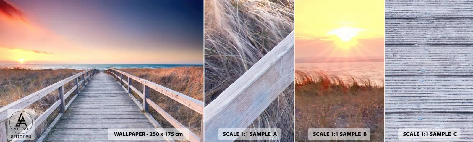 Prøve Fototapet Selvklæbende Deluxe Sticker - Baltisk aften aura - Landskab, Hav, Klit - 100x30 cm