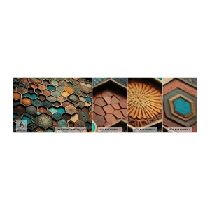 Prøve Fototapet Premium Canvas - Arabiske ornamenter - en variation - terning, Mosaik, Mønster - 100x30 cm