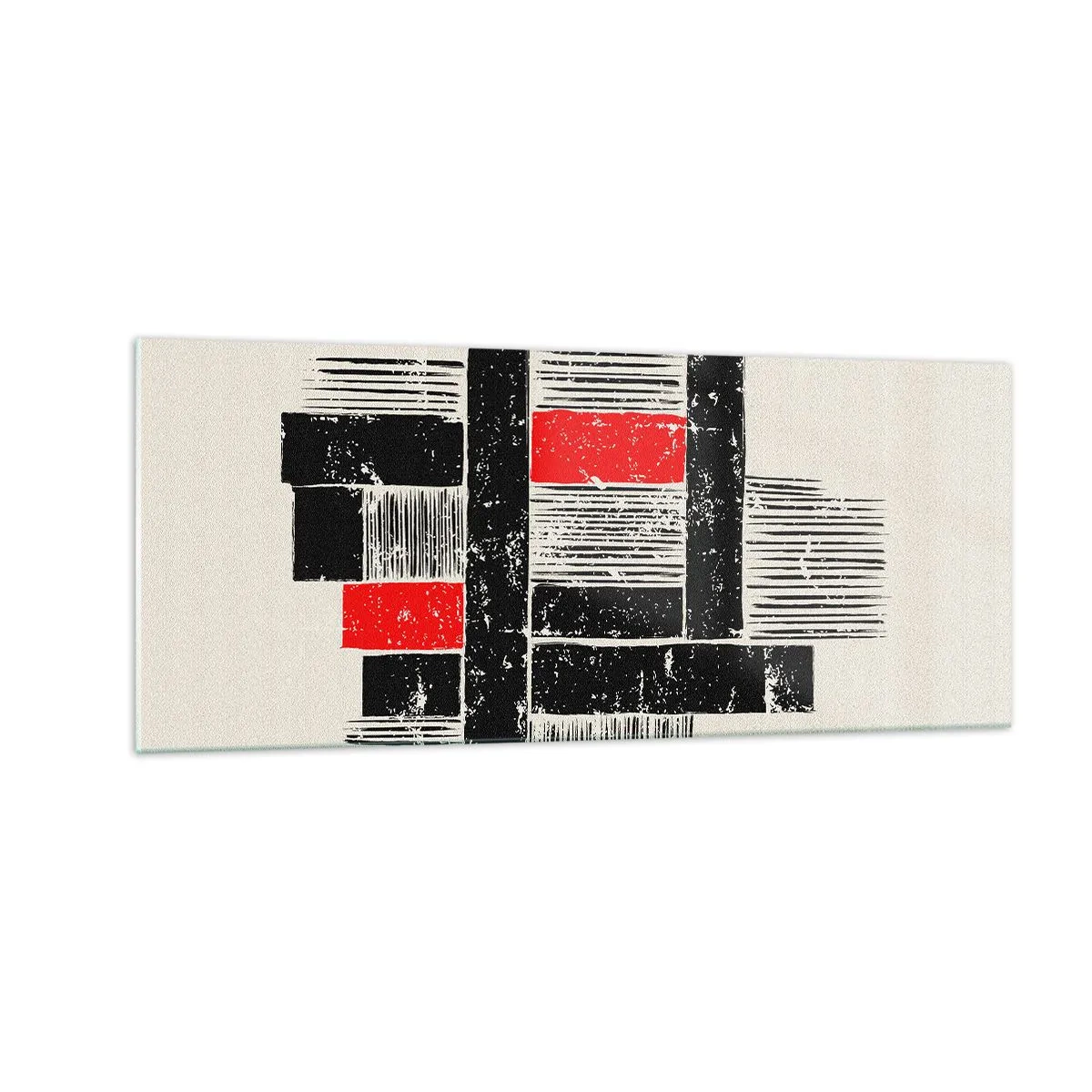 Billede på glas - Rødt og sort - 100x40 cm