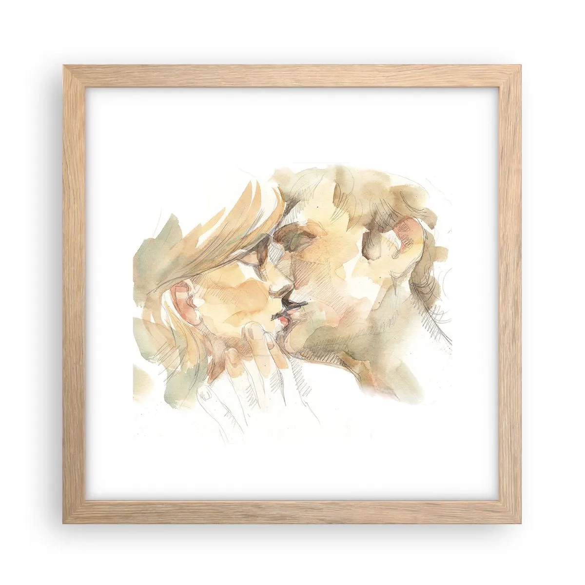 Plakat i ramme af lyst egetræ - Den fundne halvdel? - 30x30 cm